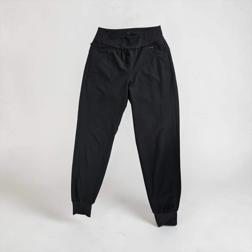 Adidas Womens XS Black Active Jogger Pants Zipper Pockets Workout Athletic